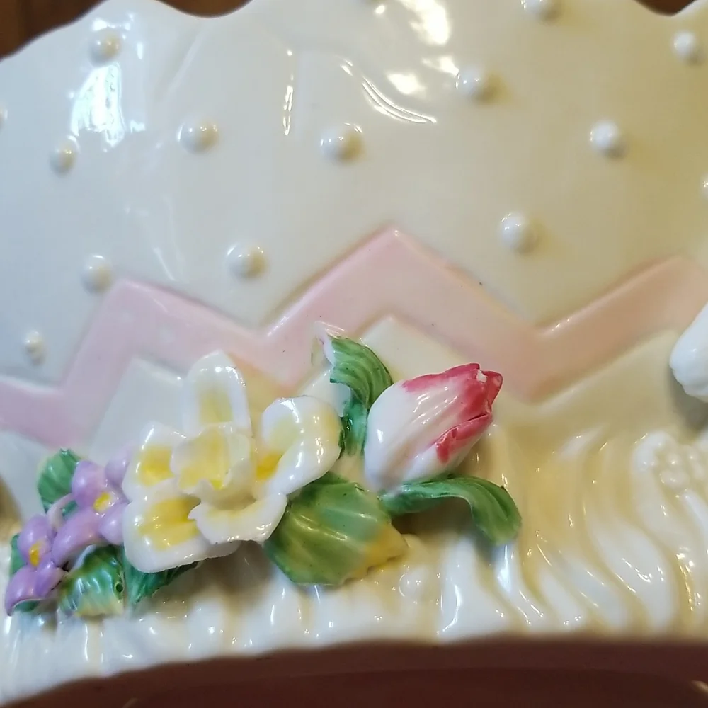 Easter Bunny 3D Floral Display Bowl Porcelain